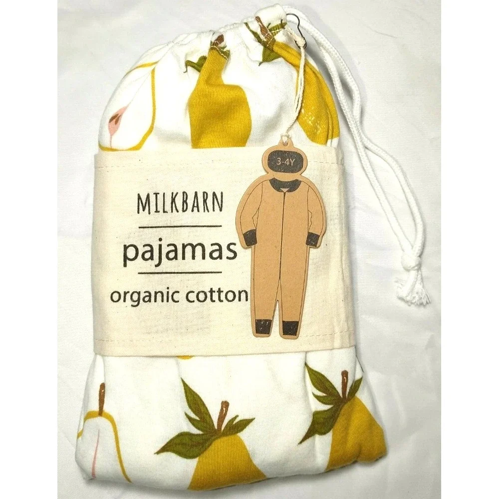 MILKBARN Toddler 3 4 PEAR Organic Cotton Zip Pajamas 1pc Sleeper Girl Pjs Zip Up